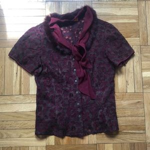 Anthro top with fur trim